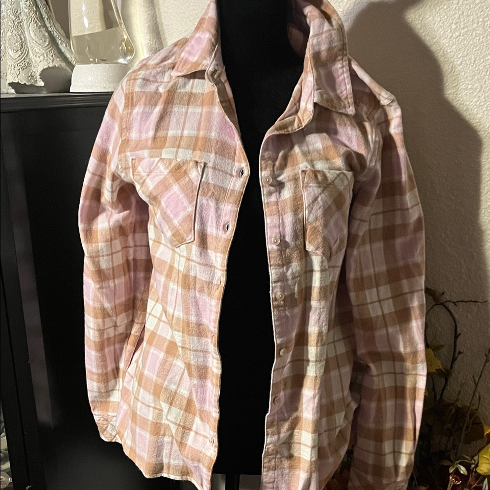 Croft & Barrow Pink and Tan Plaid Utility Jacket net